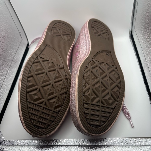 Converse Chuck Taylors All Over Metallic Pink Glitter Low-Top Lace Up Sneakers - Picture 6 of 9